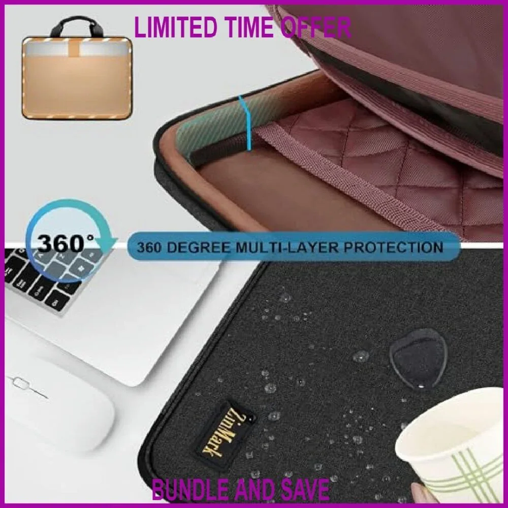 Military-Grade Laptop Briefcase 15.6 Inch Detachable Belt Bag Slim Protection